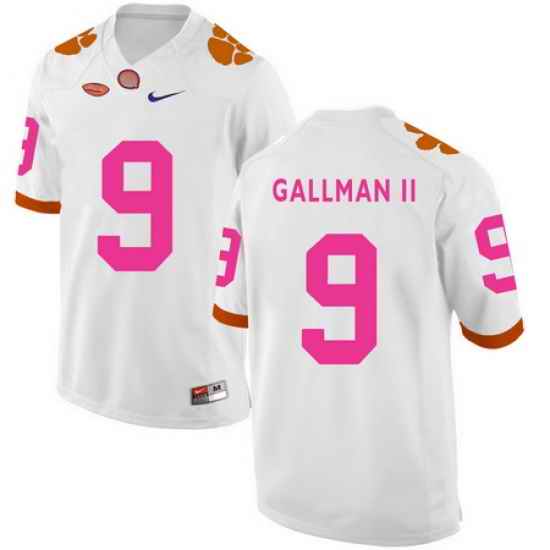 Clemson Tigers 9 Wayne Gallman II White 2018 Breast Cancer Awareness College Football Jersey